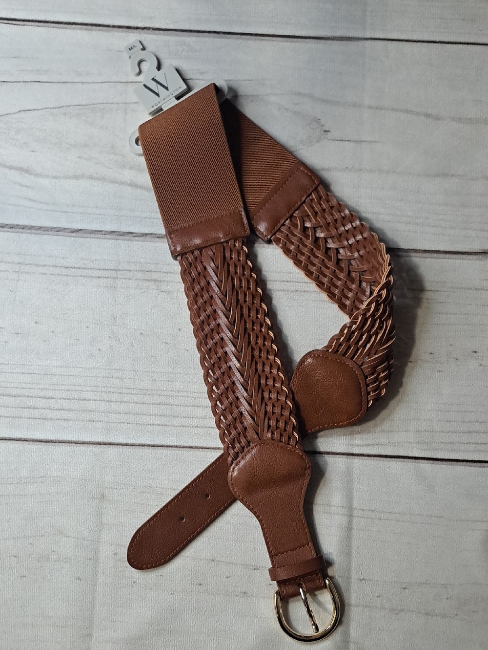Worthington Braided Stretch Waist Belt with Gold-Tone Buckle Size M/L